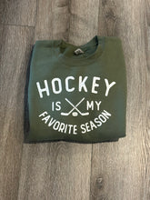 Load image into Gallery viewer, Hockey is my favorite season Crewneck
