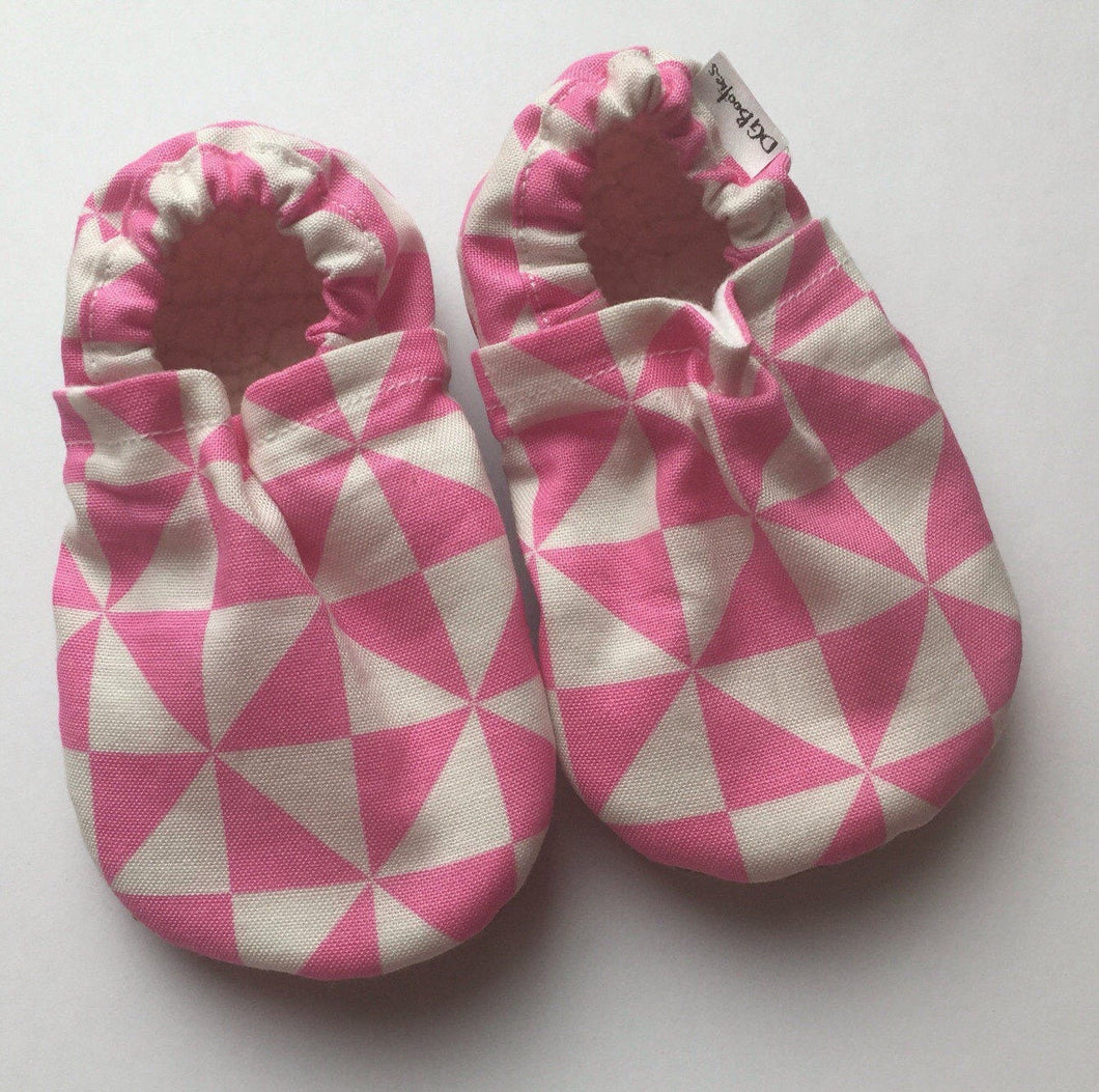 Pink and White Geometric Booties