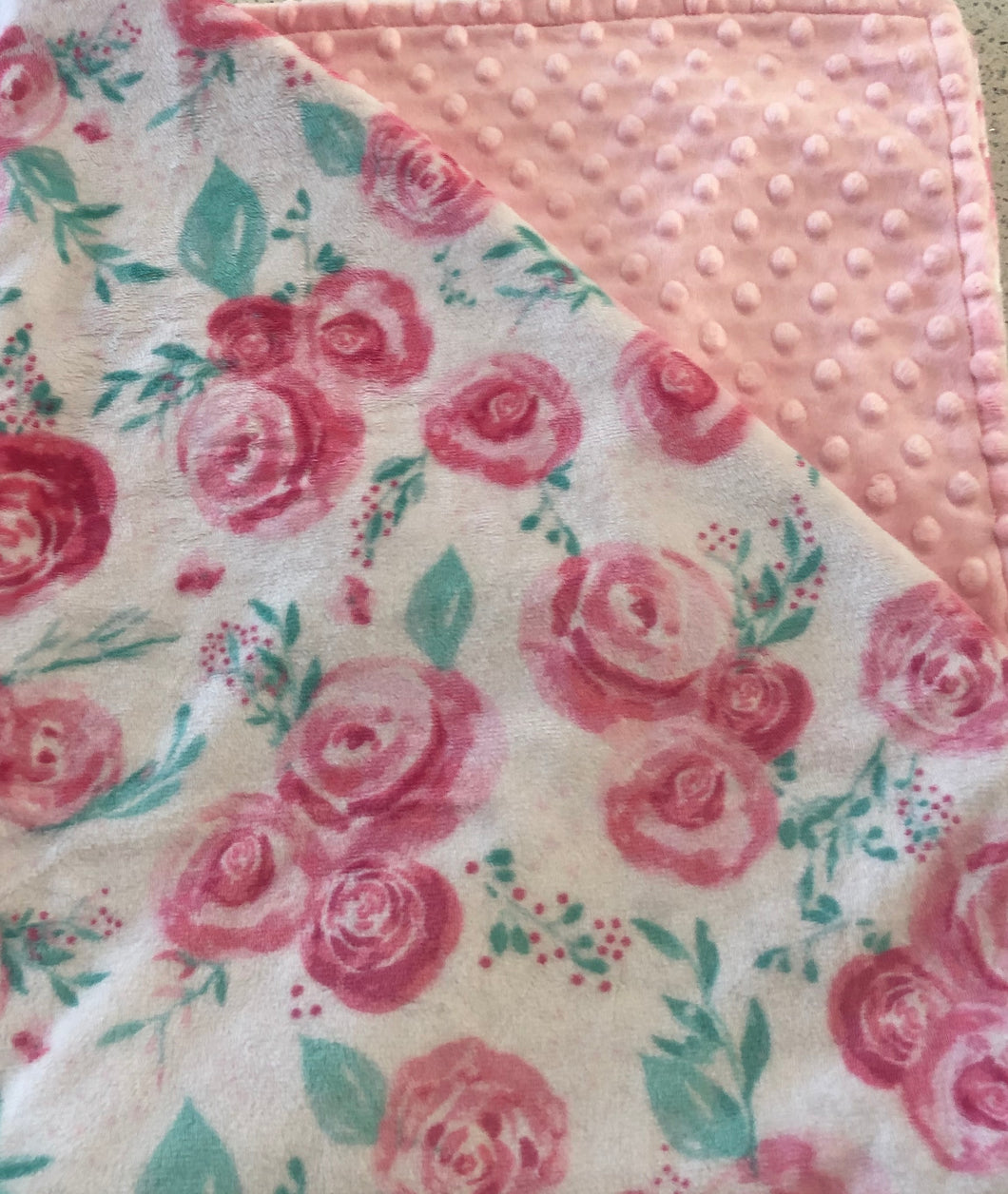 Pink Rose Minky Blanket